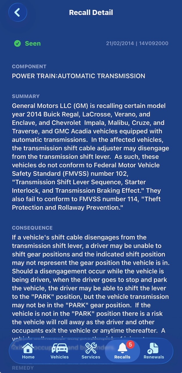 Recall Detail